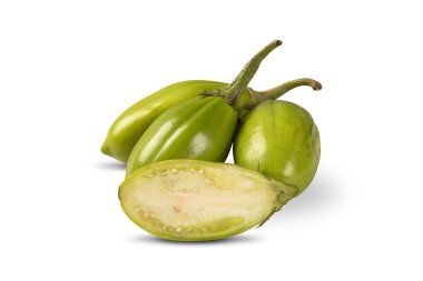 Some green african eggplants over a white background clipart
