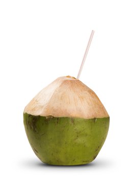 Beyaz bir arka plan üzerinde kokteyl Hindistan cevizi.
