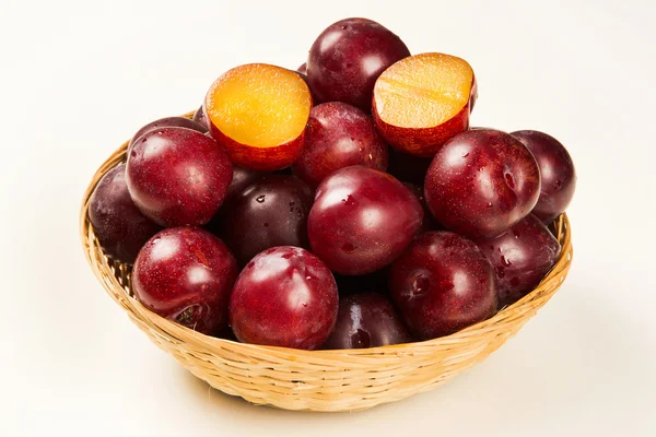 Sweet plums isolated on the white background — Stock Photo, Image