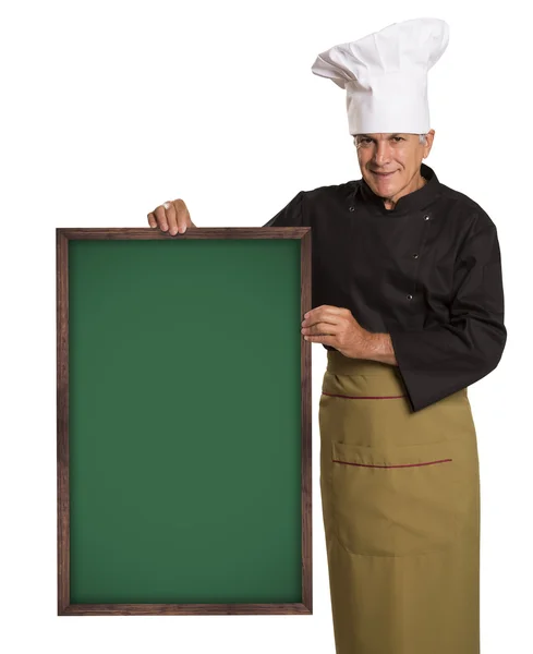 Портрет професійного шеф-кухаря, що тримає дошку . — стокове фото