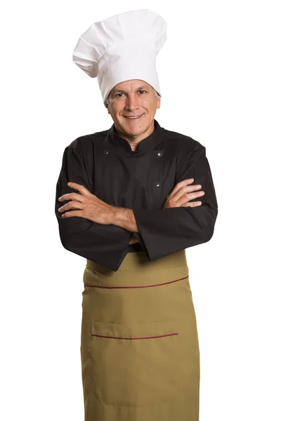 Retrato de cozinheiro chef confiante com os braços cruzados — Fotografia de Stock