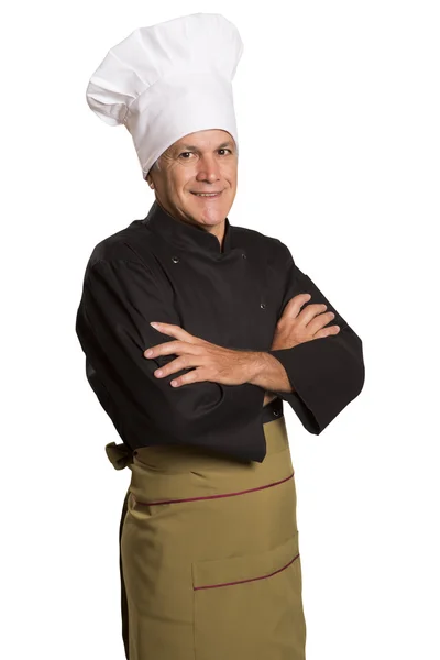 Retrato de cozinheiro chef confiante com os braços cruzados — Fotografia de Stock