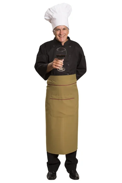 Şef holding şarap cam — Stok fotoğraf