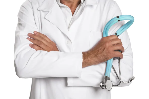 Концепція охорони здоров'я та медицини - чоловічий лікар зі стетоскопом . — стокове фото