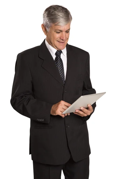 Retrato de um homem de negócios com um tablet . — Fotografia de Stock