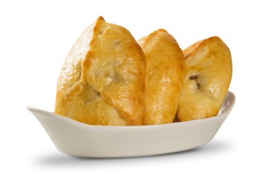 Beyaz arka plan üzerinde esfiha et. 