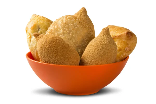 Vegyes brazil rántott csirke snack, esfihas és sütemény.- — Stock Fotó