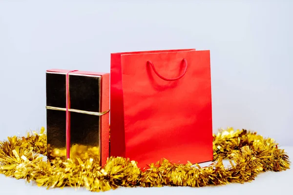 Piros bevásárló táska mockup — Stock Fotó