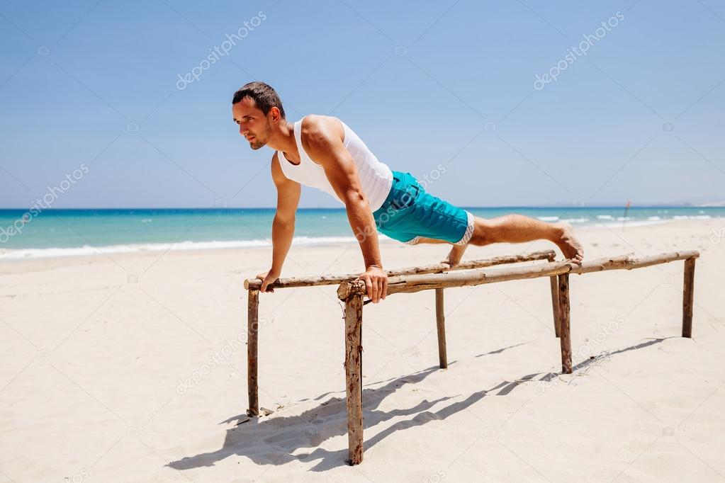 fitness man on the beach