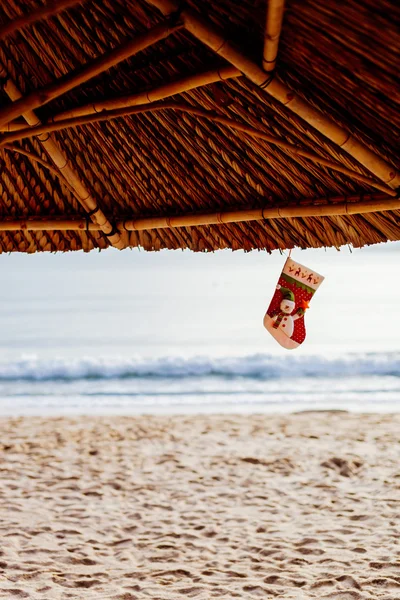 Natal meia na praia — Fotografia de Stock