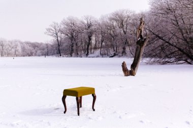 donmuş gölde kış balıkçılık için Vintage kış sandalye