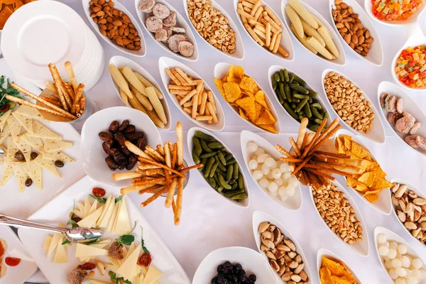 Buffet snack antipasti vista dall'alto — Foto Stock