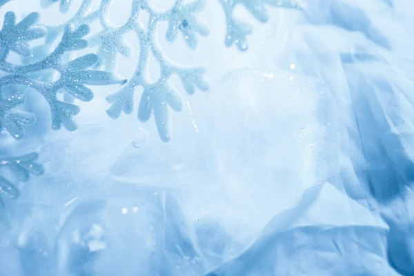 Copo de nieve hielo fresco fondo macro azul —  Fotos de Stock