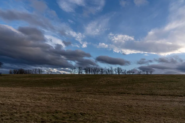 Panorama Clouds Grassy Meadow — Stock Photo, Image