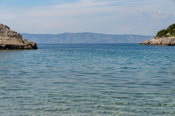 Vista Las Lejanas Costas Piedra Isla Hvar Croacia — Foto de Stock