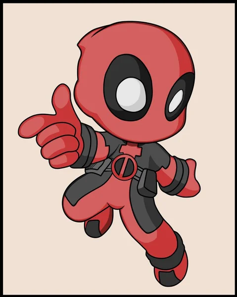 Kırmızı kostümlü sevimli kahraman.