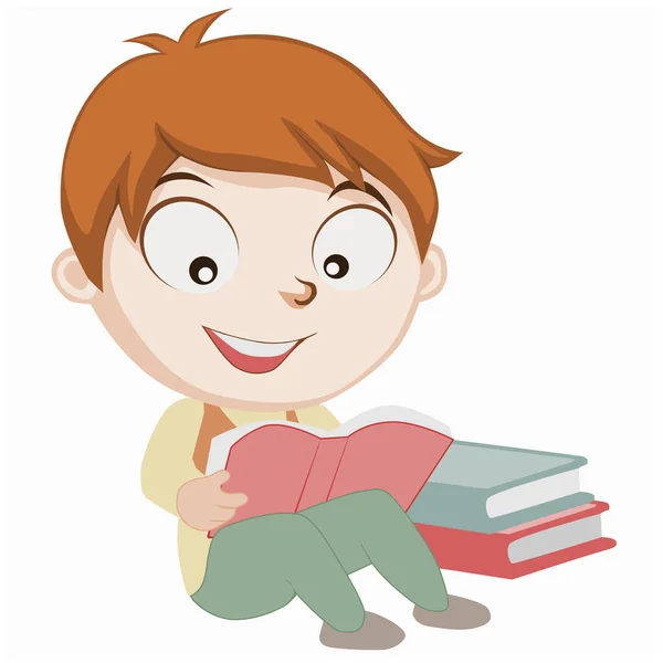 Boy Reading Book — Stock Vector