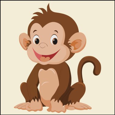 Küçük bir maymun gülümsüyor.