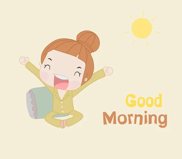 Uykusundan uyanan küçük kızın resmi.