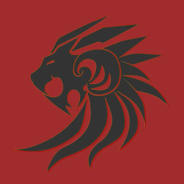 Lion Head Silhouette Image Red Background — Stock Vector