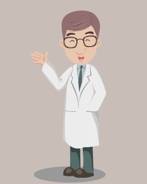 Dost canlısı gülümseyen gözlüklü bir doktorun resmi.