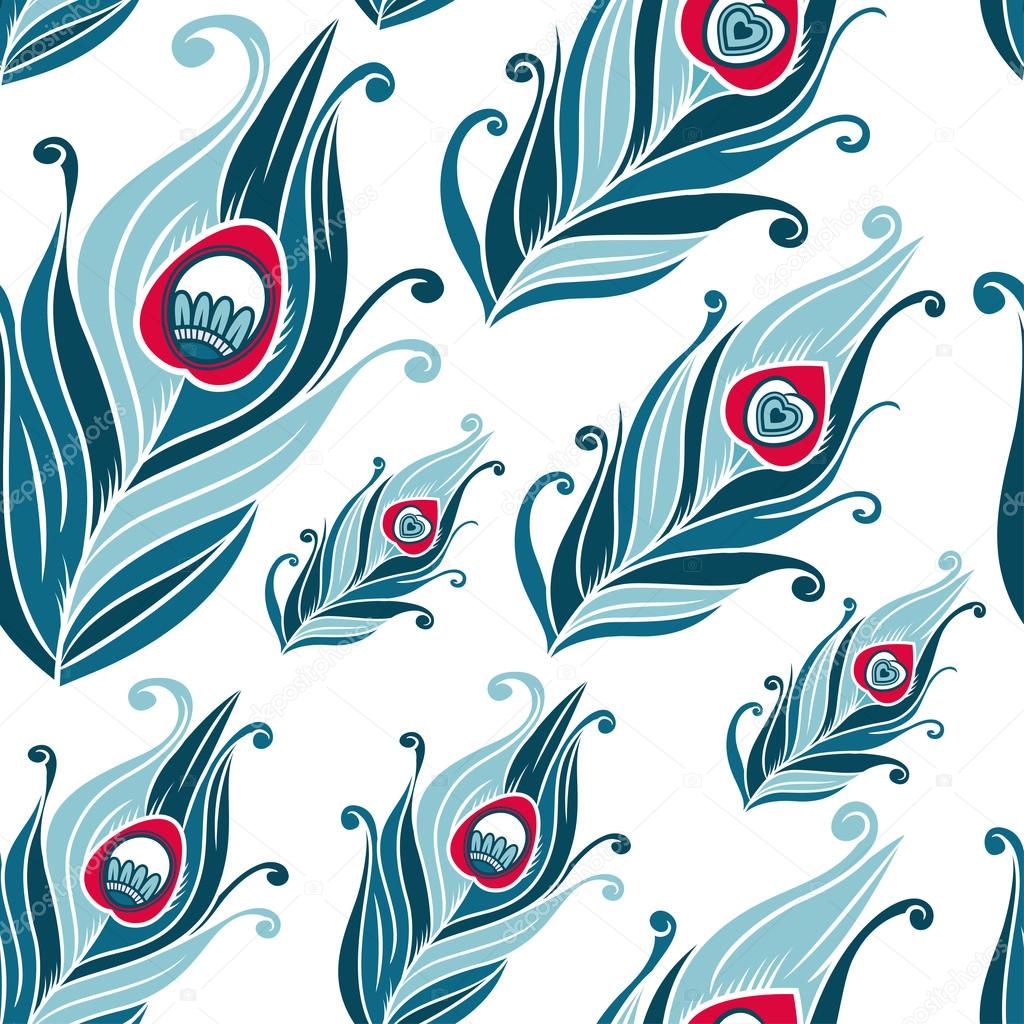 Peacock feathers vector pattern