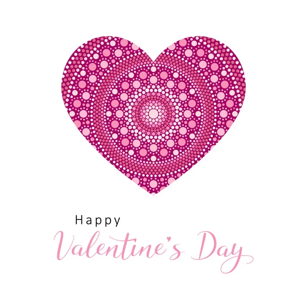 Valentine Day Card Beautiful Heart Isolated White Background Dot Painting — Stock Vector