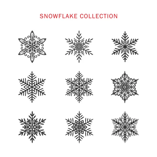 Kış tasarımınız için altı köşeli vektör kar taneleri seti. Beyaz arka planda izole edilmiş güzel kar taneleri. Noel afişi için güzel bir unsur, kartlar. Yeni yıl süsü. 