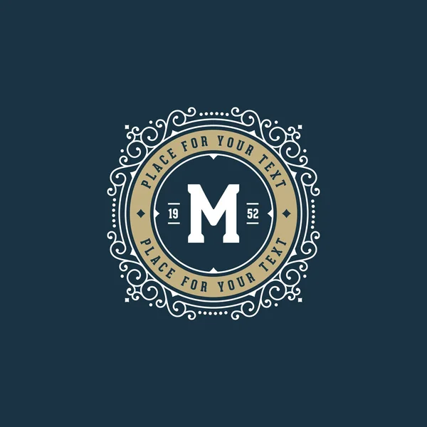 M harfiyle monogram — Stok Vektör