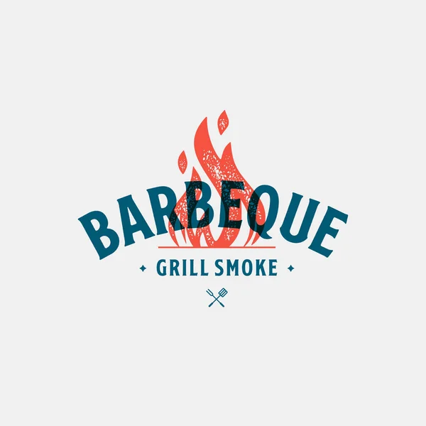 Barbecue vintage logo blue and red vector Illustration 图库矢量图片