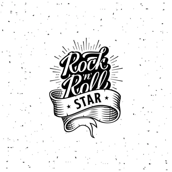 Rock and roll hvězda písmo s stuhou — Stockový vektor