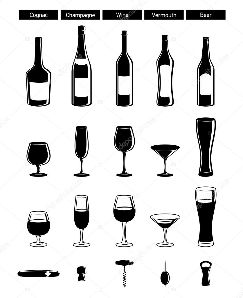 Wine bottles with highlight, wineglasses