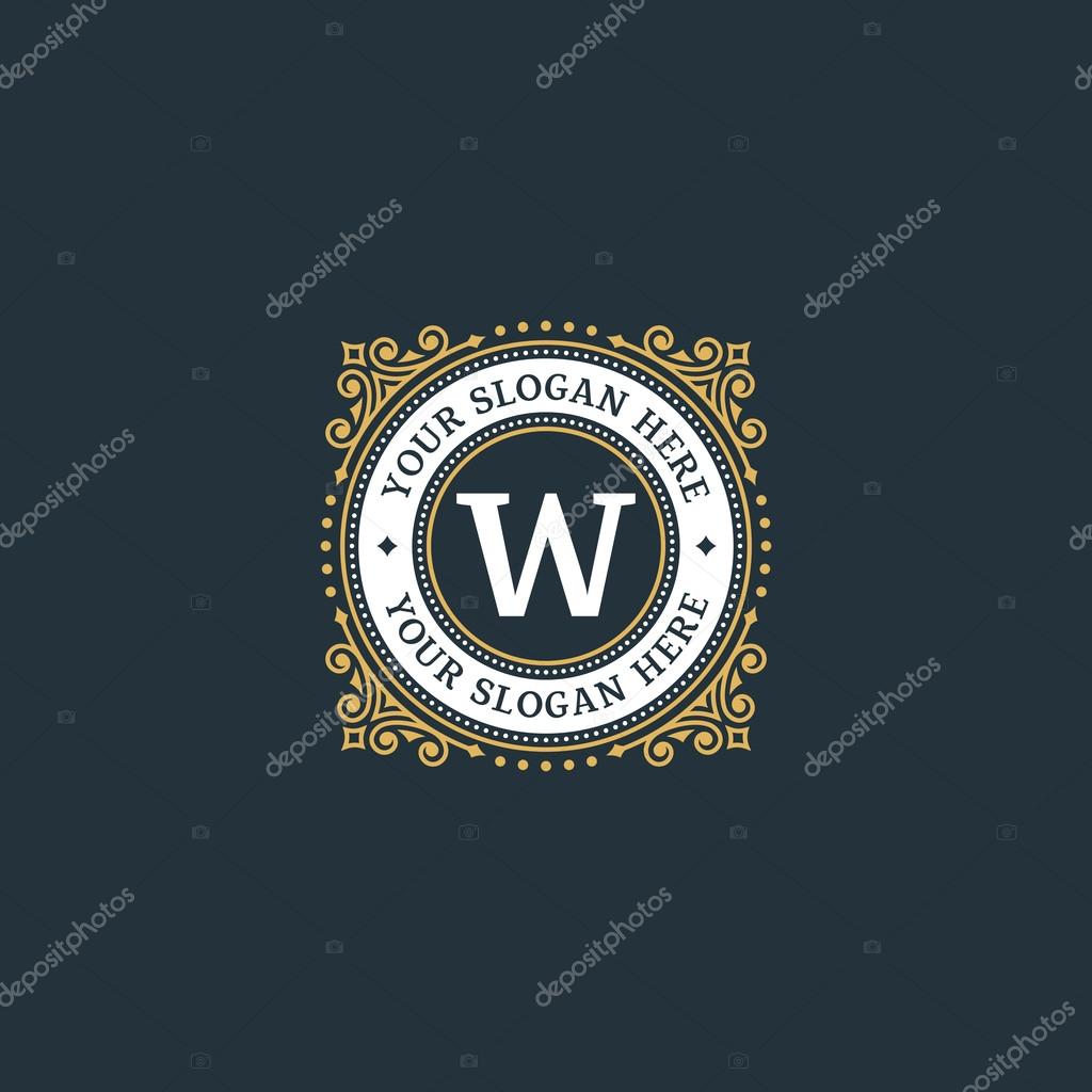 Simple monogram design template with letter W. Elegant frame ornament line logo design. Good for Restaurant, Boutique, Hotel, Heraldic, Jewelry.