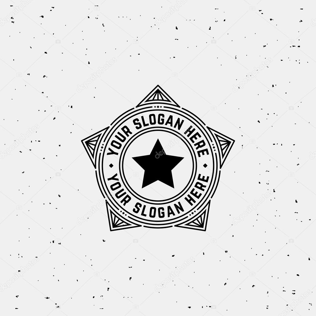 Simple monogram design template with star. Elegant frame line logo design. Star in military style.