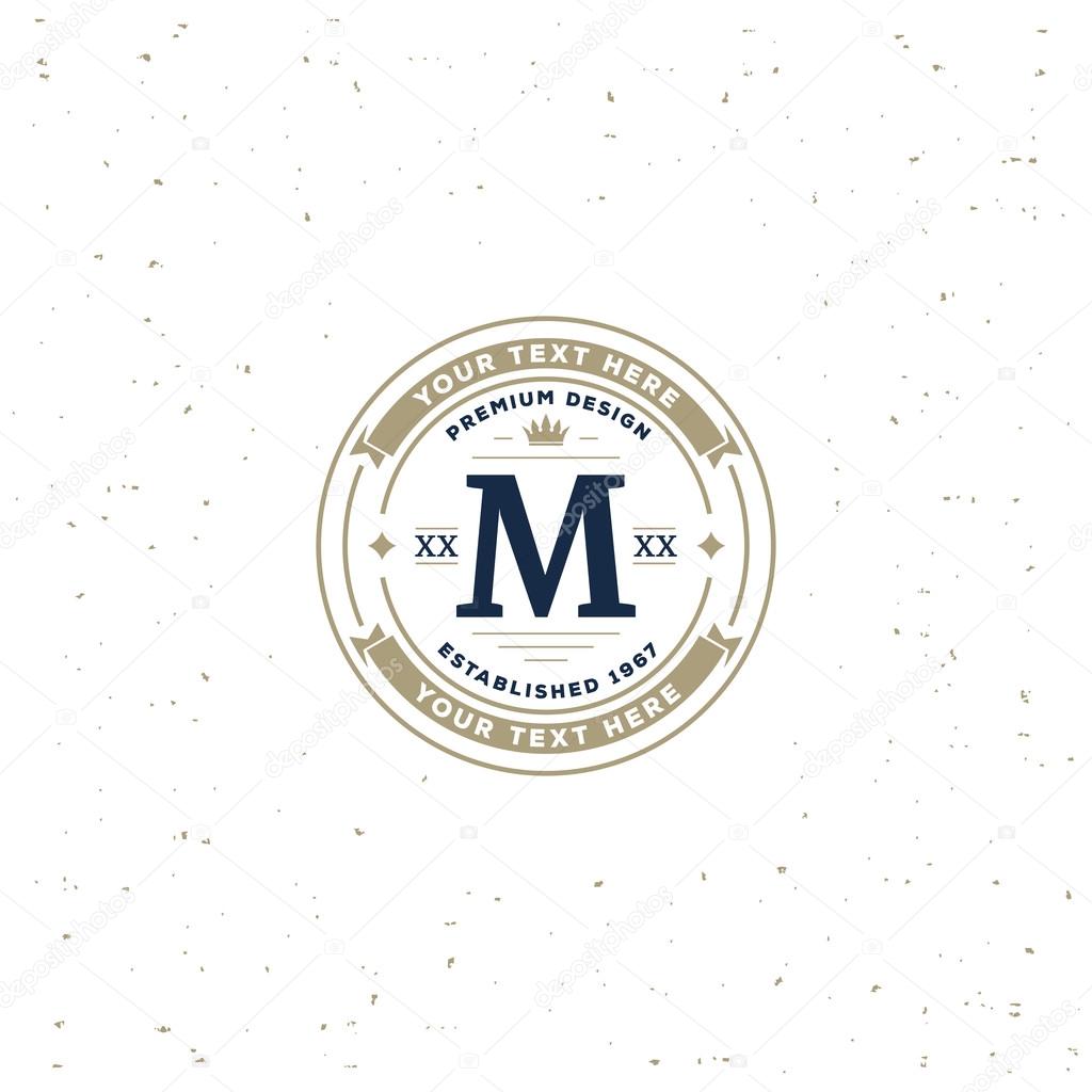 Stylish  monogram design. Vintage  vector frame with letter M. Logo design for Royal sign.