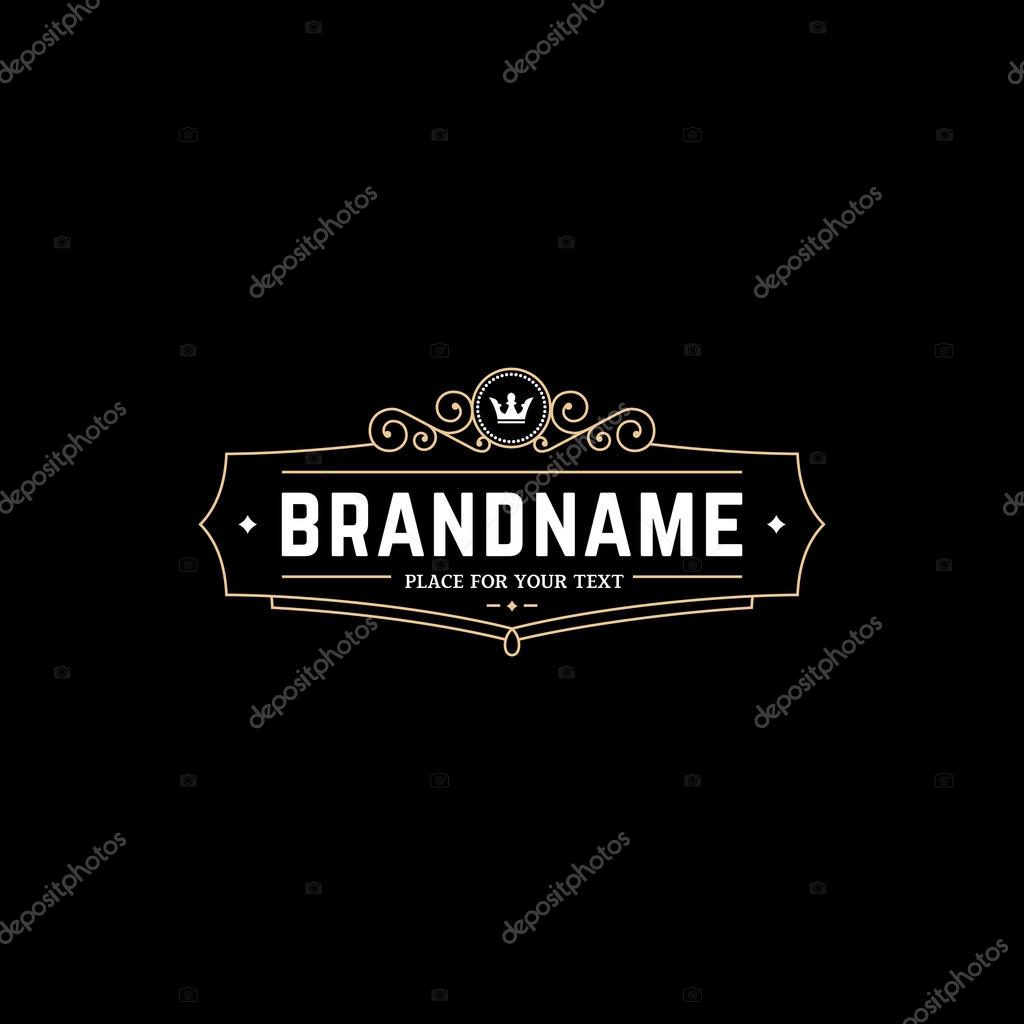 Calligraphic emblem template with crown. Sign for Restaurant, Royalty, Jewelry, Boutique, Cafe, Hotel, Heraldic.