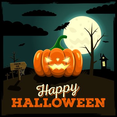 Mutlu Cadılar Bayramı Posteri. Vektör illüstrasyonu.