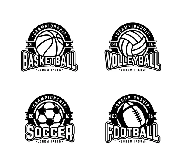 Cuatro deportes bw — Vector de stock