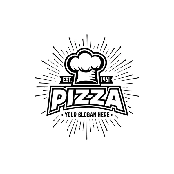 Pizza černá a bílá — Stockový vektor