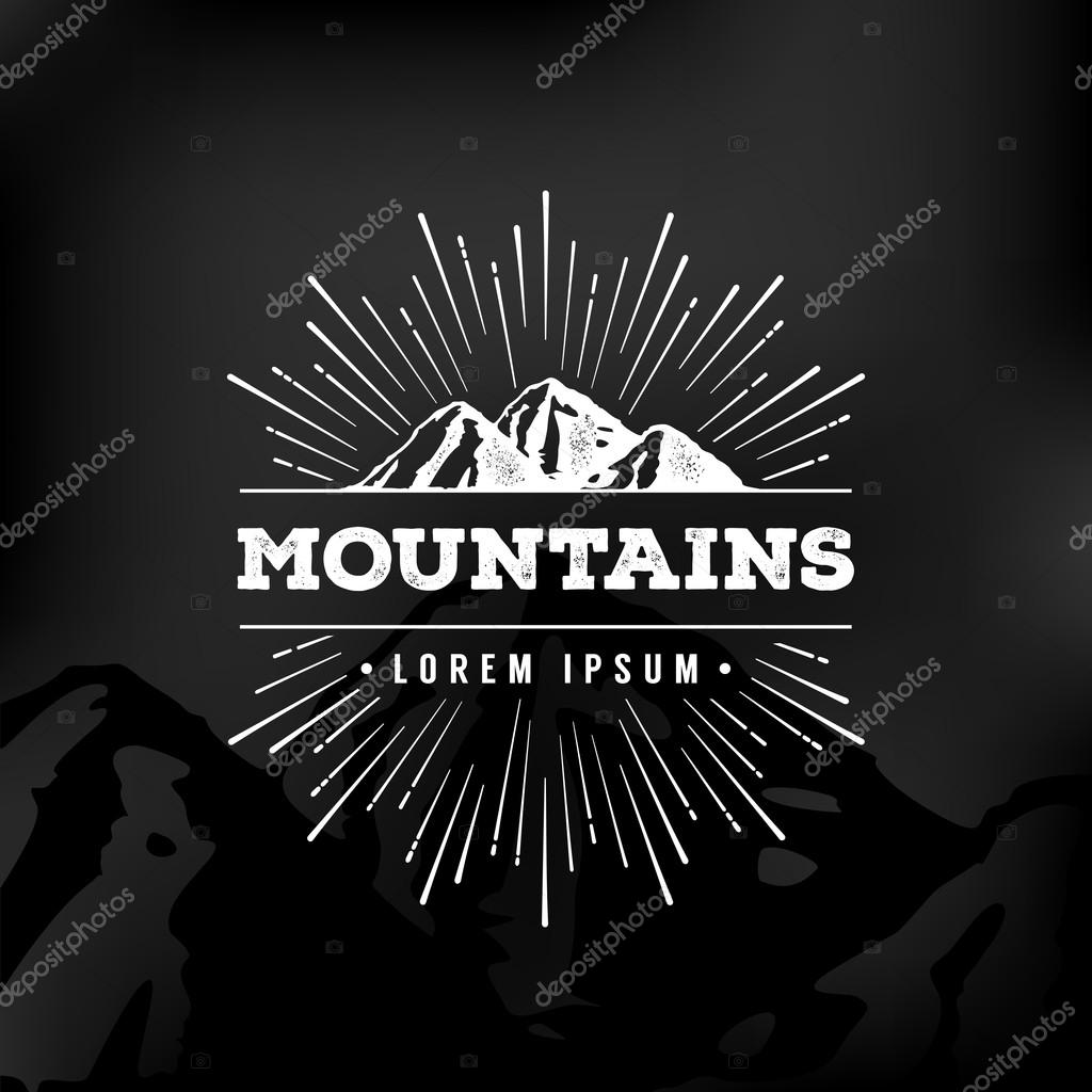 Vector mountains emblem. Outdoor activity symbol. Vector illustration.