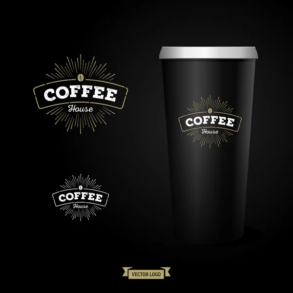 Logotipo do café com copo de papel —  Vetores de Stock