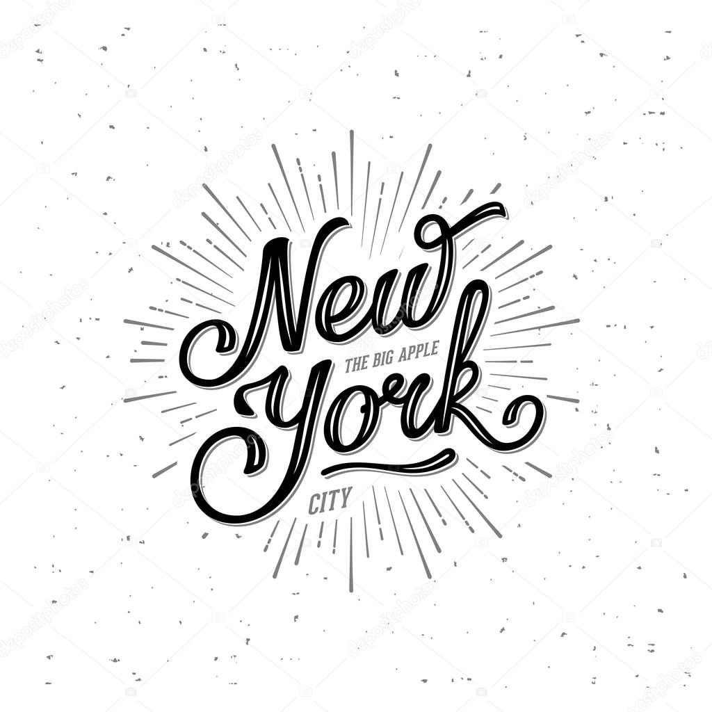 New York City Typography with starburst. Print for t-shirt or poster. Vector illustration.