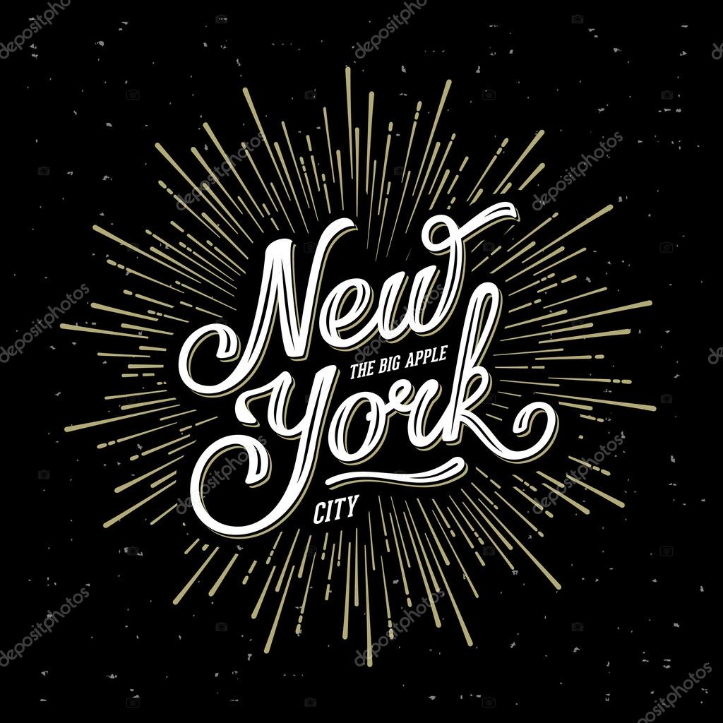 New York City Typography with starburst. Print for t-shirt or poster. Vector illustration.