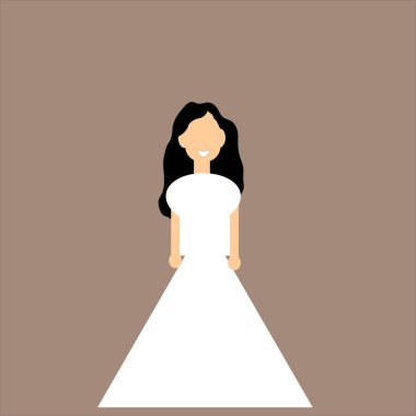 Gelinlik giymiş bir kadın. Vektör illüstrasyonu.