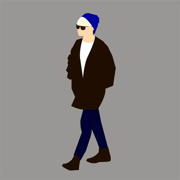 Kpop大街时尚的矢量图解 韩国人的街头偶像Kpop男偶像时尚 — 图库矢量图片