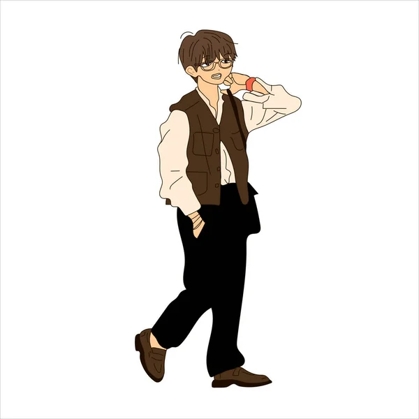 Vector Illustration Kpop Street Fashion 약자이다 한국인의 길거리 아이돌 인기있는 — 스톡 벡터