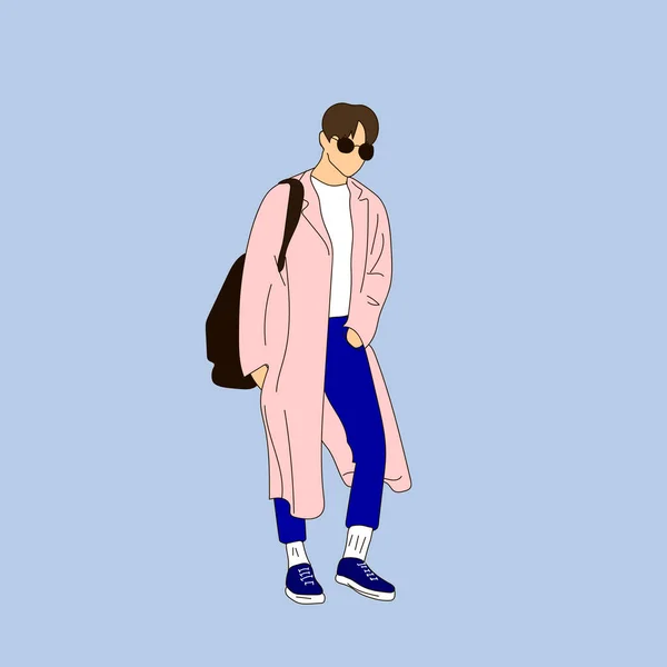 Ilustração Vetorial Moda Rua Kpop Ídolos Rua Dos Coreanos Kpop — Vetor de Stock