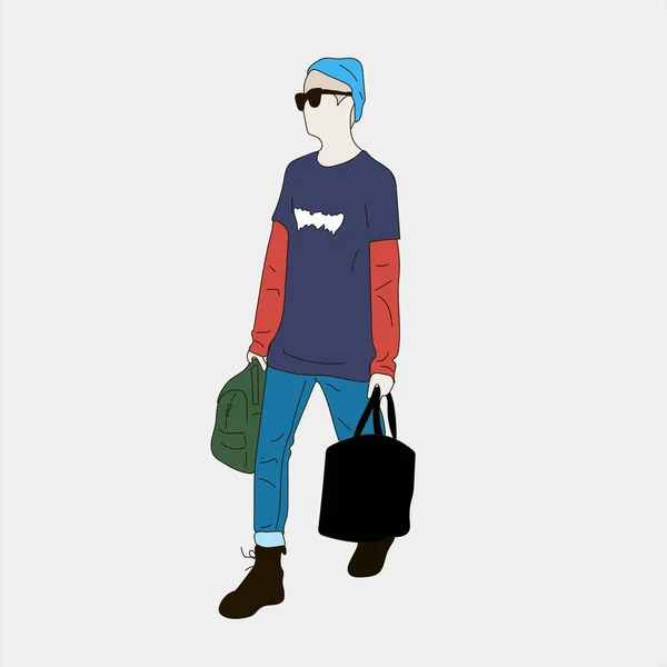 Vector Illustration Kpop Street Fashion 약자이다 한국인의 길거리 아이돌 아이돌 — 스톡 벡터