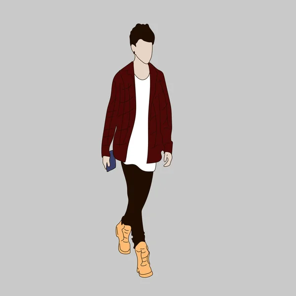 Vektor Ilustrasi Dari Kpop Street Fashion Dewa Jalanan Korea Idola - Stok Vektor