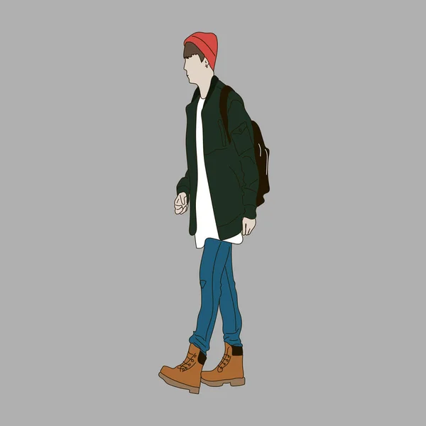 Vector Illustration Kpop Street Fashion 약자이다 한국인의 길거리 아이돌 Kpop — 스톡 벡터